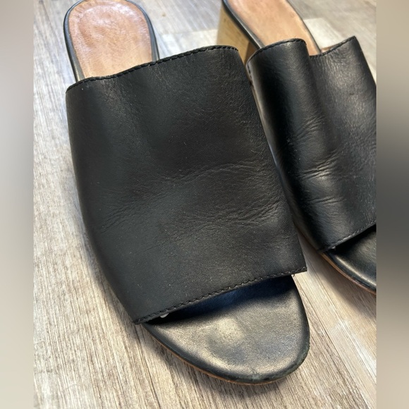 Madewell Black Leather Mules Block Heel - Picture 7 of 11